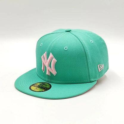 New York Yankees 1999 WORLD SERIES Exclusive New Era 59Fifty Fitted Hat - Teal/Pink Bottom