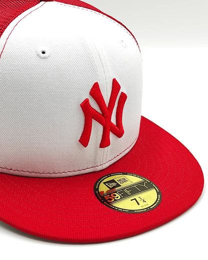 New Era 59Fifty New York Yankees 1996 World Series Patch Trucker Rail Hat - BLanco, Rojo