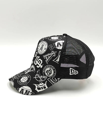 New Era ALL-OVER MLB trucker Black edition