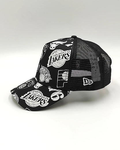 New Era ALL-OVER NBA trucker Black edition