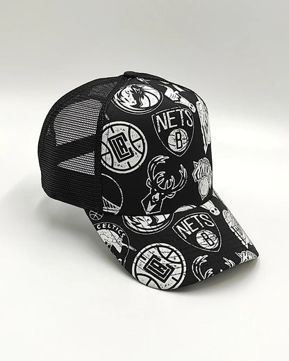 New Era ALL-OVER NBA trucker Black edition