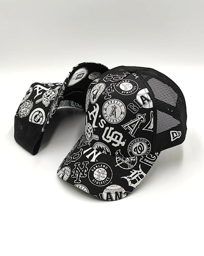 New Era ALL-OVER MLB trucker Black edition
