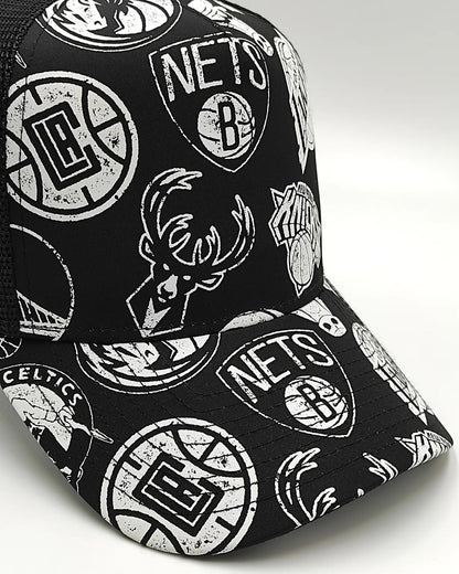 New Era ALL-OVER NBA trucker Black edition