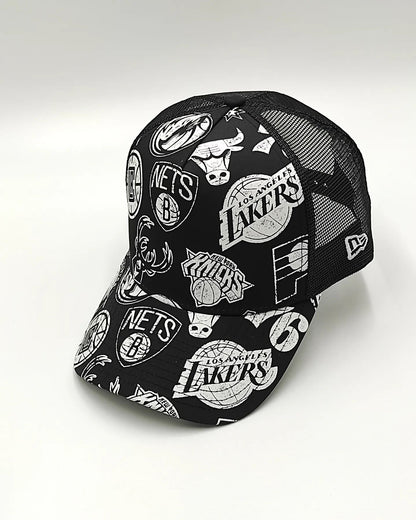 New Era ALL-OVER NBA trucker Black edition