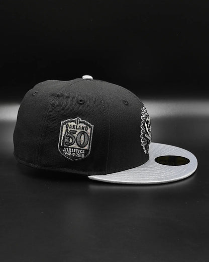 New Era 59Fifty Oakland Athletics 50th Anniversary Patch Alternate Hat - Black, Metallic Silver