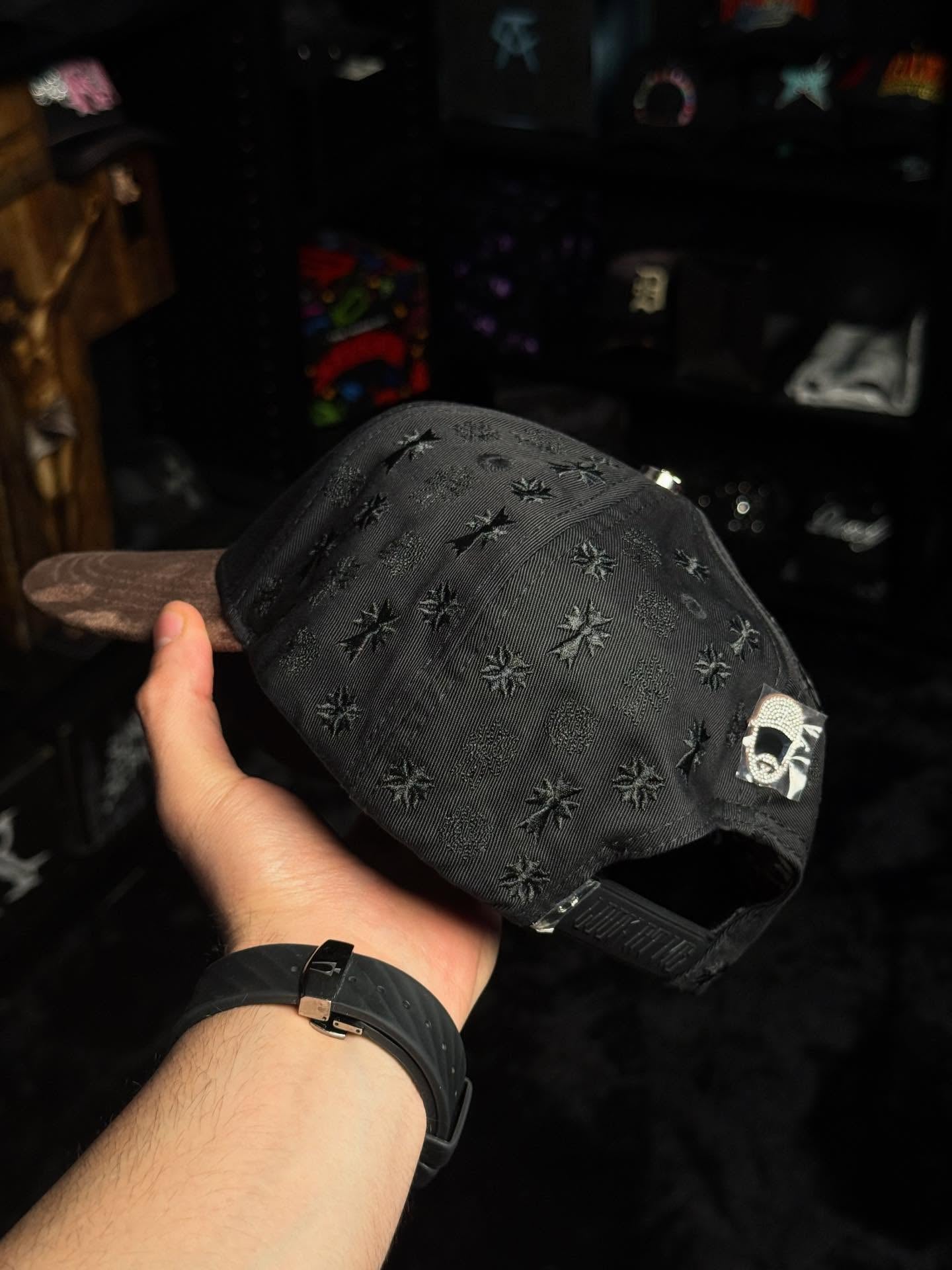 EL BARBAS HATS B-CROSS BLACK SNAPBACK HAT BARBCROSS BKBRWN