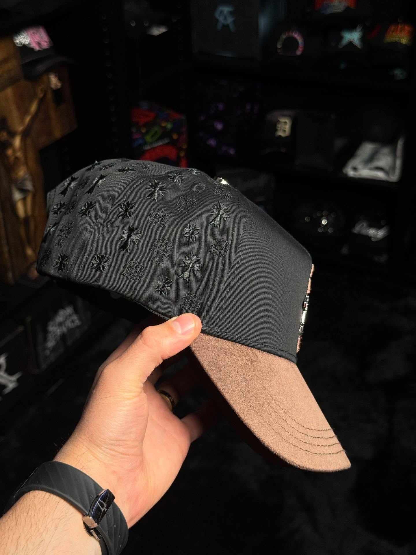 EL BARBAS HATS B-CROSS BLACK SNAPBACK HAT BARBCROSS BKBRWN