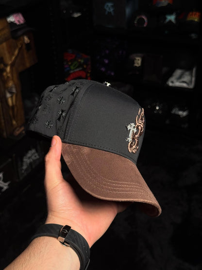 EL BARBAS HATS B-CROSS BLACK SNAPBACK HAT BARBCROSS BKBRWN