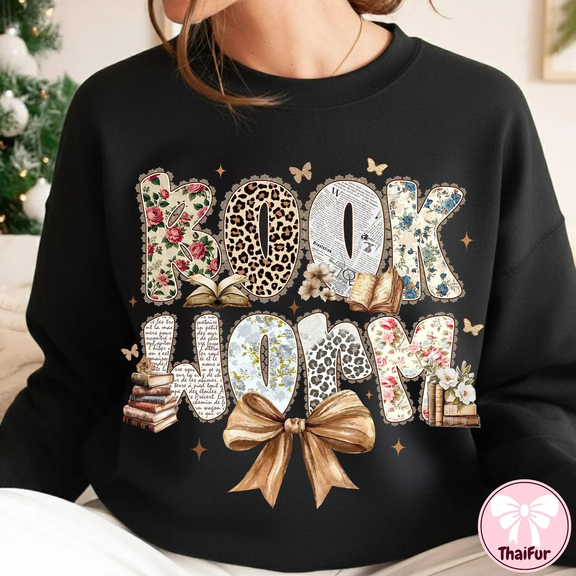 Retro Preppy Bookworm PNG