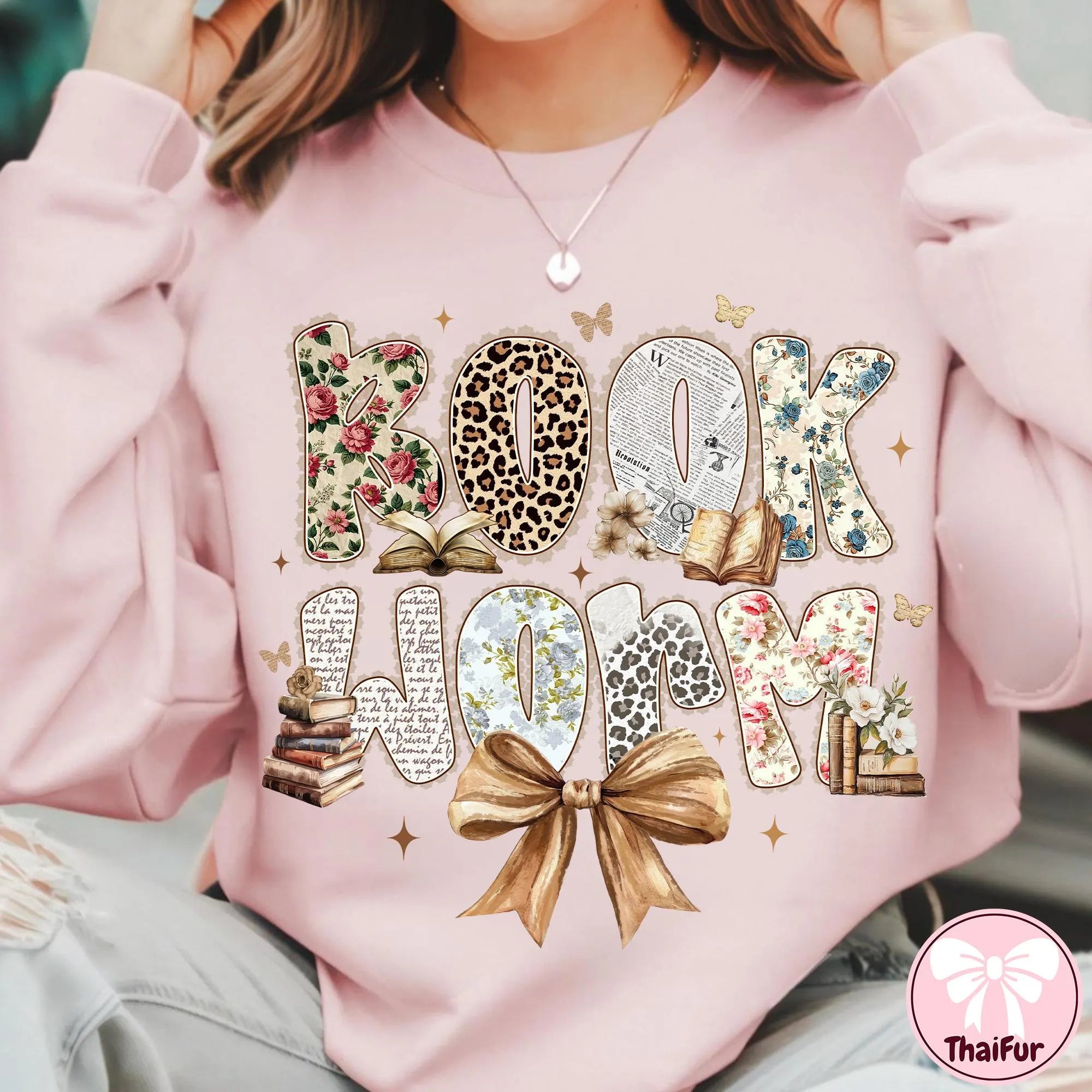 Retro Preppy Bookworm PNG