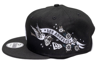 Los Angeles dodgers Gray Bottom City Art Side Patch New Era 9Fifty Snapback - Black