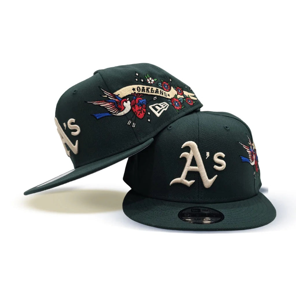 Oakland Athletics Gray Bottom City Art Side Patch New Era 9Fifty Snapback - Dark Green