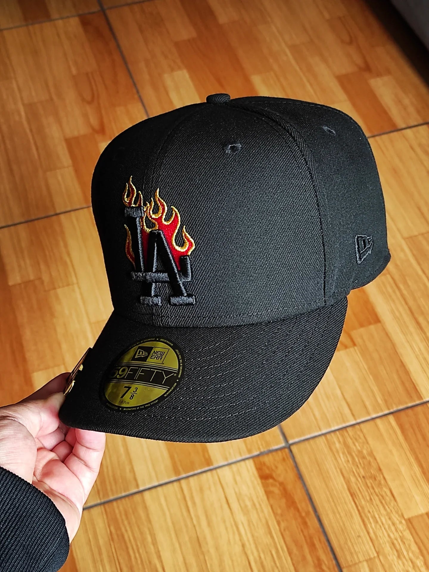 New Era Los Angeles Dodgers 40th Stadium Anniversary Blackout Red Fire Edition 59Fifty Fitted Hat
