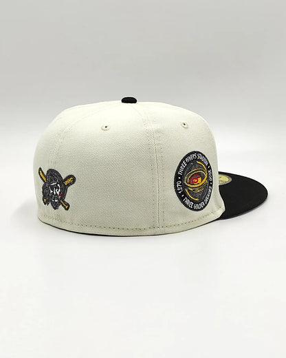 Off White Pittsburgh Pirates Black Visor Gray Bottom Three Rivers Stadium Side Patch New Era 59Fifty Fitted