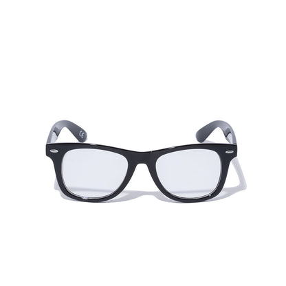 Gafas de sol Wellington con lentes cuadradas, montura negra brillante y lentes azul claro New Era