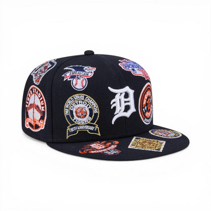 Navy Blue Detroit Tigers All Over Logo Gray Bottom 59FIFTY New Era Fitted