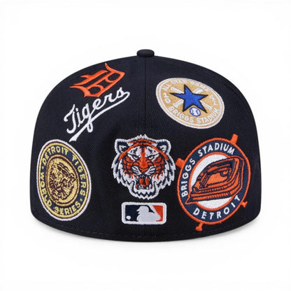 Navy Blue Detroit Tigers All Over Logo Gray Bottom 59FIFTY New Era Fitted