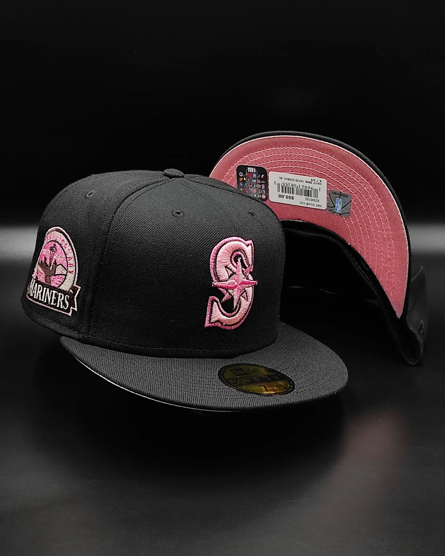 New Era 59fifty cookies and cream Seattle Mariners 30th Aniversario patch hat - black/pink