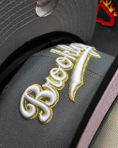 New Era Brooklyn Dodgers Black Visor Pink Bottom Ebbets Field Side Patch gray 59Fifty Fitted