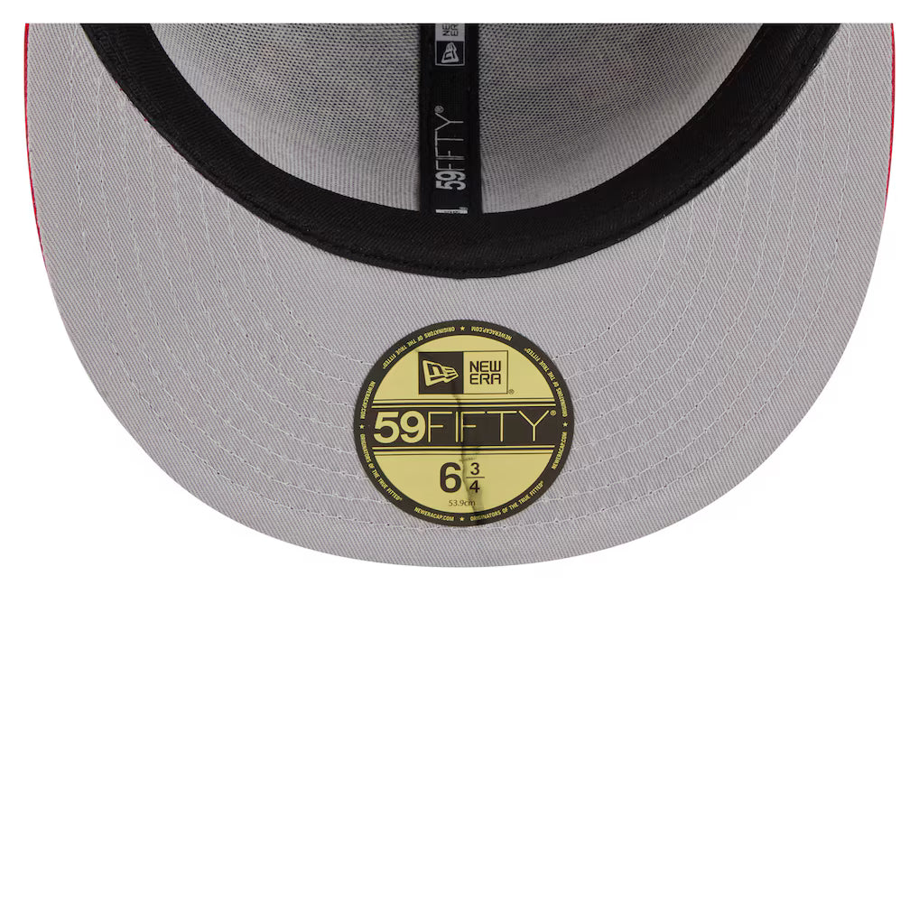Red Los Angeles Angels All Over Logo Gray Bottom 59FIFTY New Era Fitted