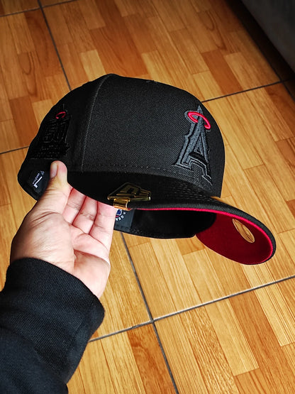 New Era Anaheim Angels 50th Anniversary Blackout Red Edition 59Fifty Fitted Hat