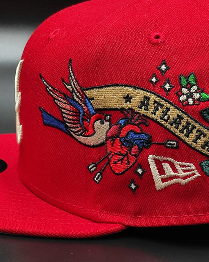 Atlanta Braves Gray Bottom City Art Side Patch New Era 9Fifty Snapback - Red