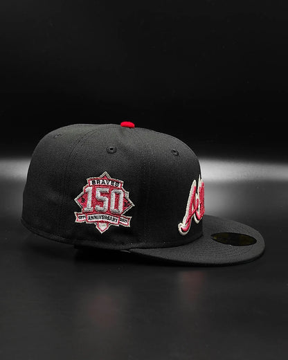 New Era Atlanta braves 150th anniversary black dome metallic edition 59fifty fitted hat