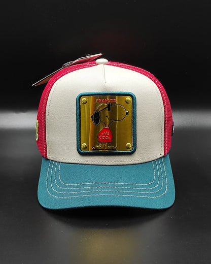 CAPSLAB peanuts Snoopy white red green trucker snapback hat