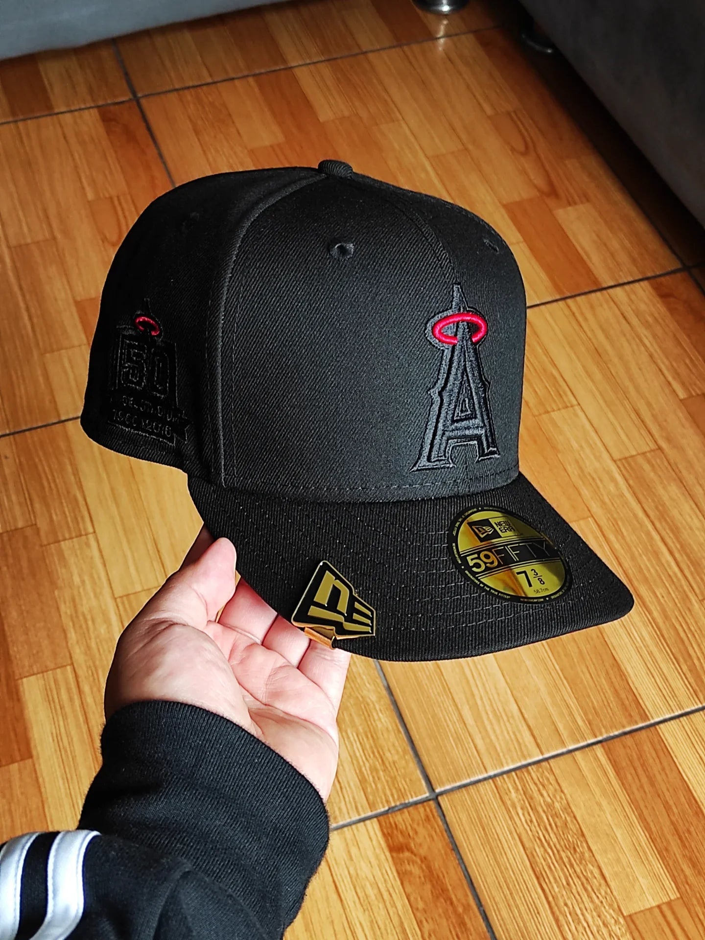 New Era Anaheim Angels 50th Anniversary Blackout Red Edition 59Fifty Fitted Hat