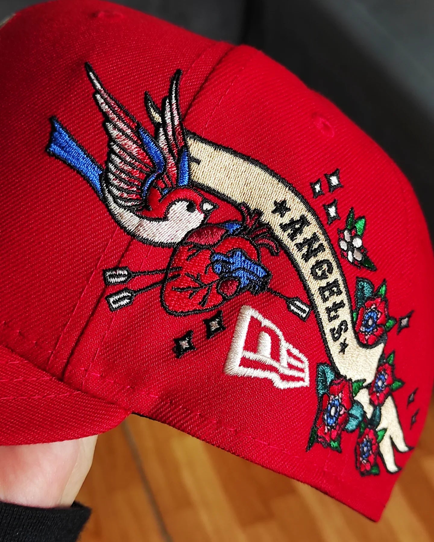 Los Angeles Angels Gray Bottom City Art Side Patch New Era 9Fifty Snapback - Red