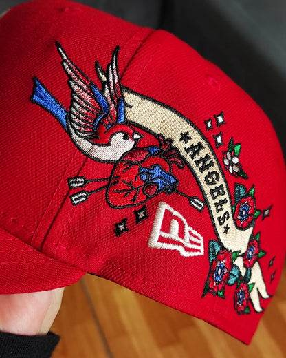 Los Angeles Angels Gray Bottom City Art Side Patch New Era 9Fifty Snapback - Red