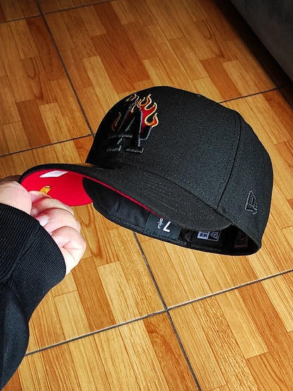 New Era Los Angeles Dodgers 40th Stadium Anniversary Blackout Red Fire Edition 59Fifty Fitted Hat