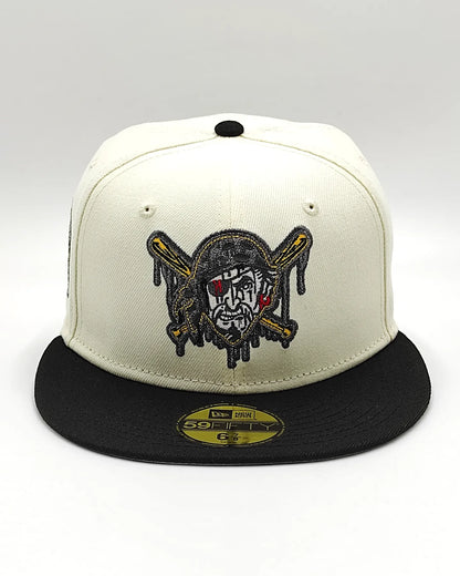 Off White Pittsburgh Pirates Black Visor Gray Bottom Three Rivers Stadium Side Patch New Era 59Fifty Fitted