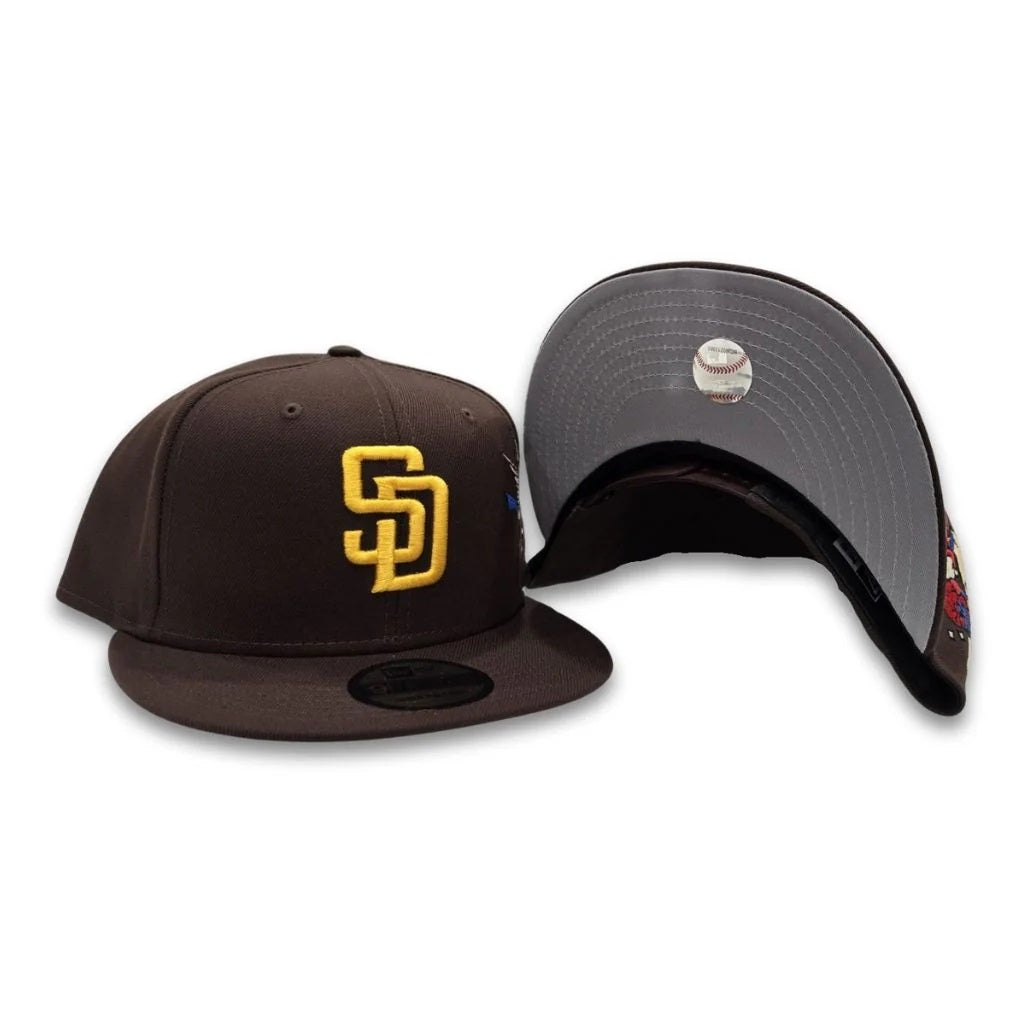 San Diego Padres Gray Bottom City Art Side Patch New Era 9Fifty Snapback - Brown